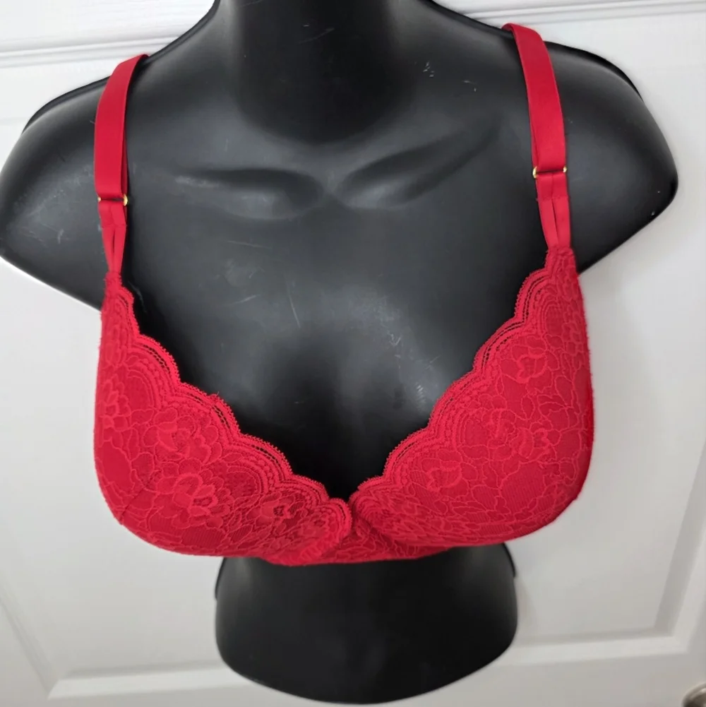 JOYSPUN Women's Red Lace Push Up Bra